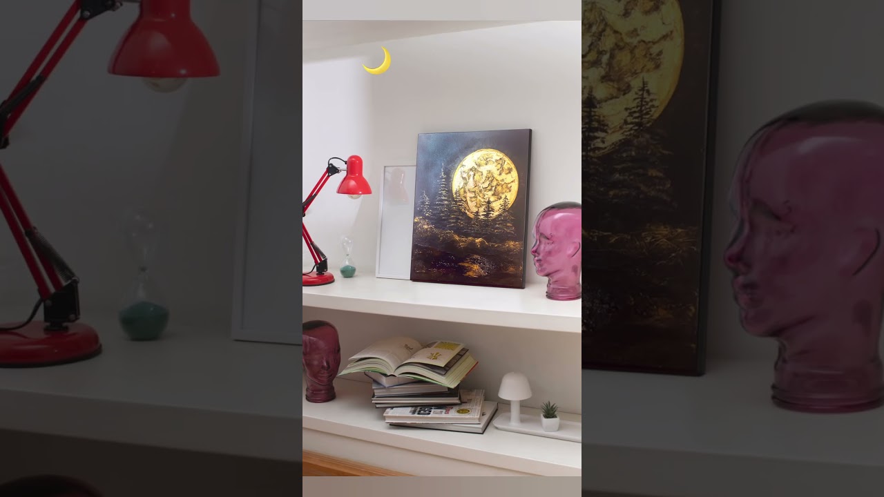 Golden Moon Textured Painting on Canvas | Art by Anna Canary
