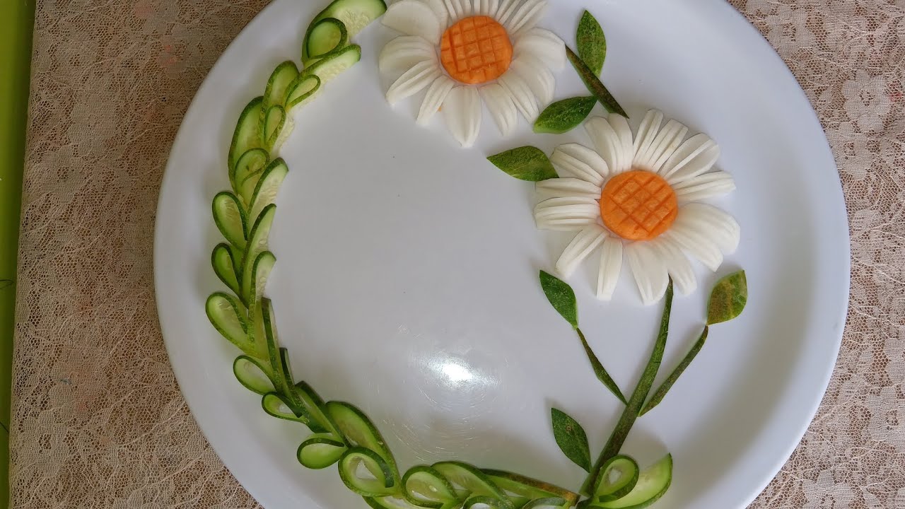 Carrot, cucumber, radish carving amazing salad decoration idea #🥕🥒