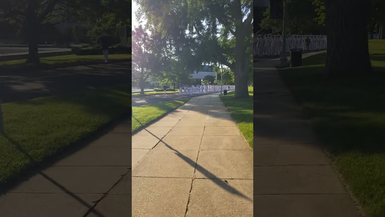 Midshipmen marching towards 2023 USNA Graduation