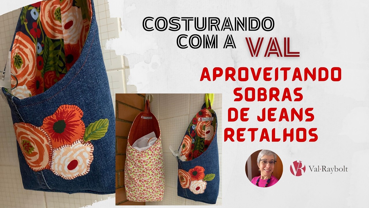 Aproveitando Jeans e retalhos - Faça 2 bolsinhas porta treco