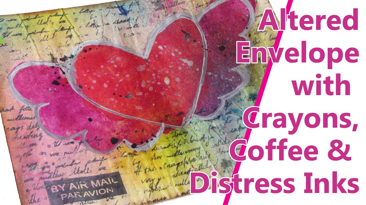 Altered Envelope with Crayons Mixed Media - Junk Journal - Ephemera
