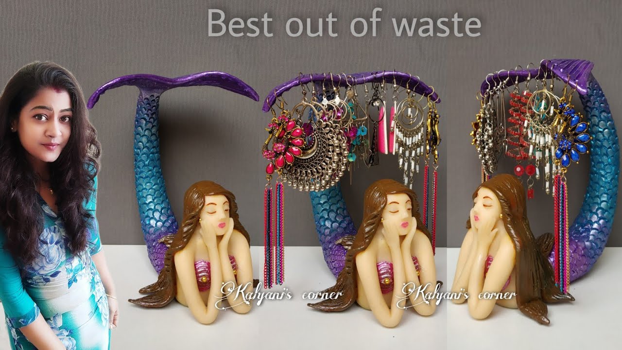 Earring Stand/Jewellery organizer/Best out of waste ideas/Reuse/Recycle diy crafts/Newspaper crafts/