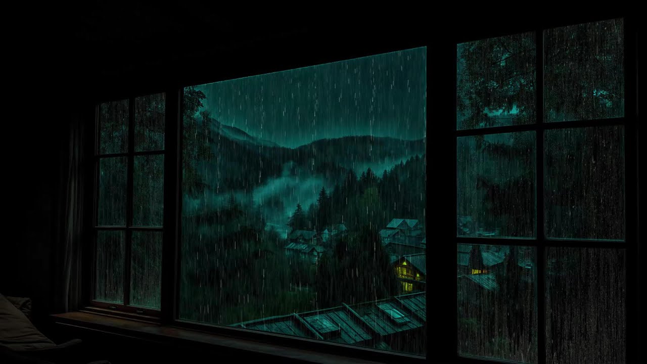 Rain on an Open Window at Night 😴 | Cozy Storm Ambience for Sleep