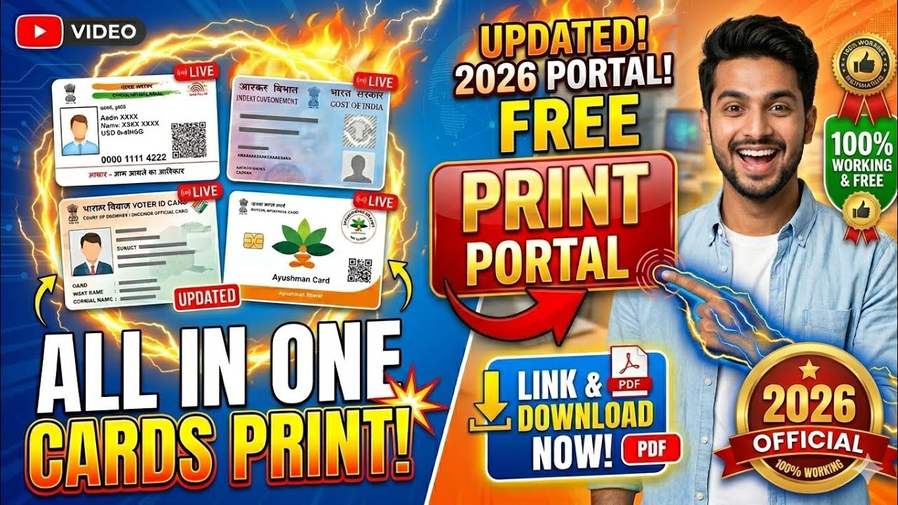 Free Print Portal &ndash; Aadhaar / PAN / Voter ID Number Link /Ayushman Card Print @EraFriend @VLESOCIETY