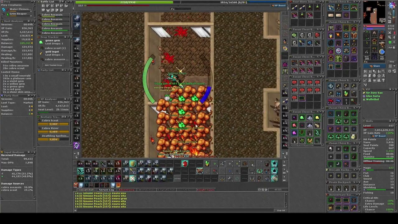 Tibia | Hunt: Cobras | ED 550+ | 5KK+ EXP/H | 400K+ PROFIT/H