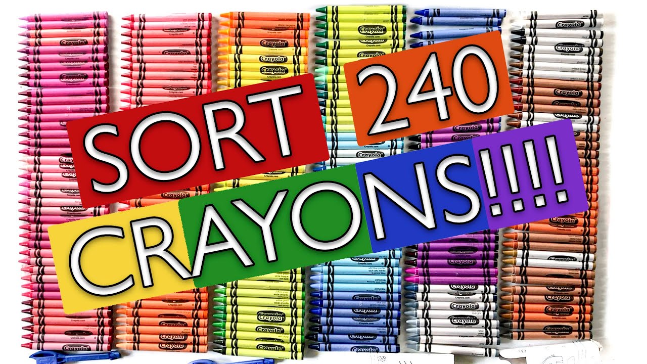 240 цветных карандашей Crayola! Отсортируйте все мелки Crayola из коробки (240 штук)