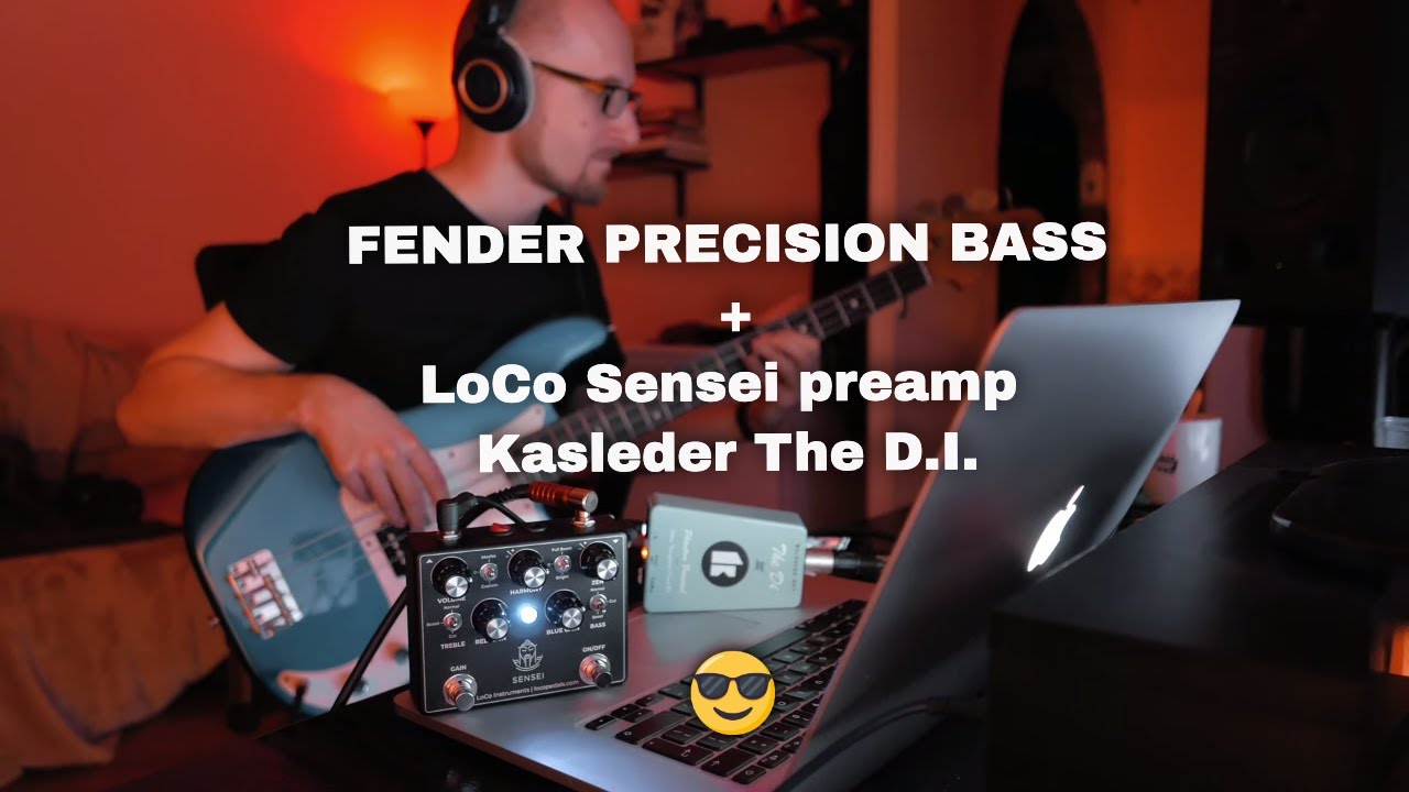 Fender Precision bass with flatwounds + Loco Pedals Sensei preamp + Kasleder FX The DI