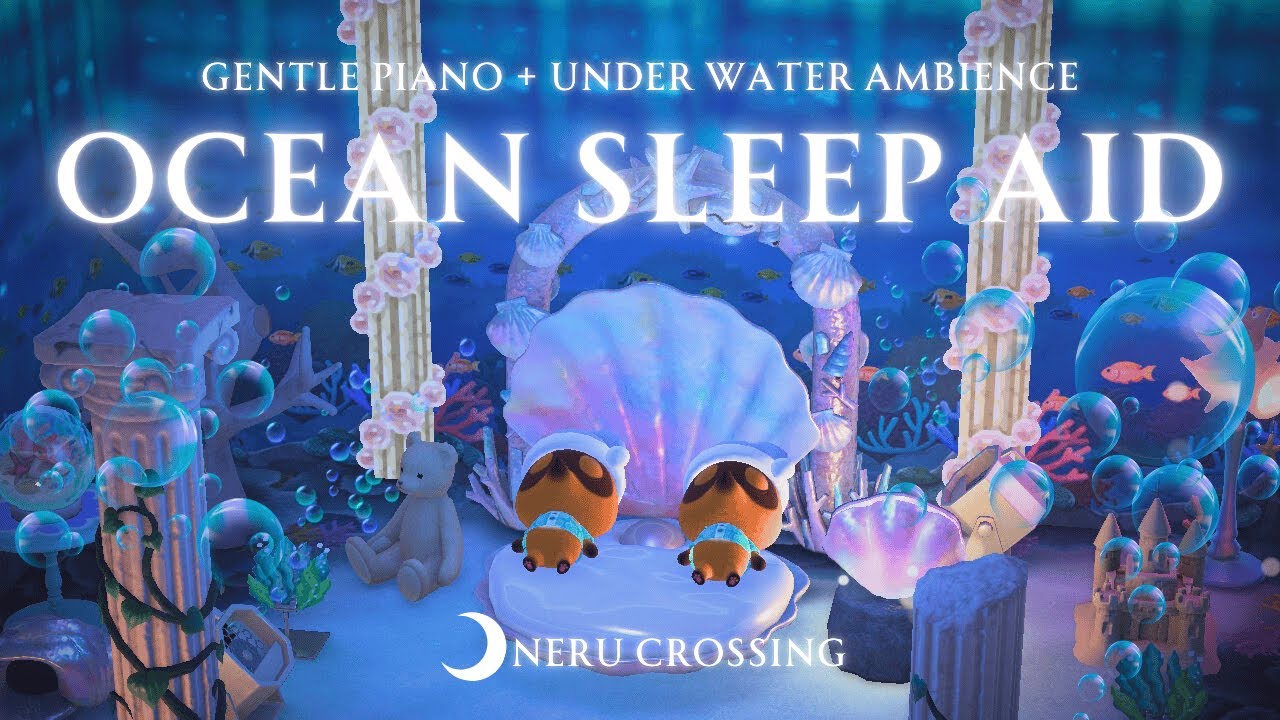 【あつ森BGM】幻想的な海の中でぐっすり眠る🪼🫧｜まめきち・つぶきちと睡眠導入｜リラックスピアノ＋水中環境音｜8時間｜作業用・睡眠用BGM｜Sleep Aid【ACNH】