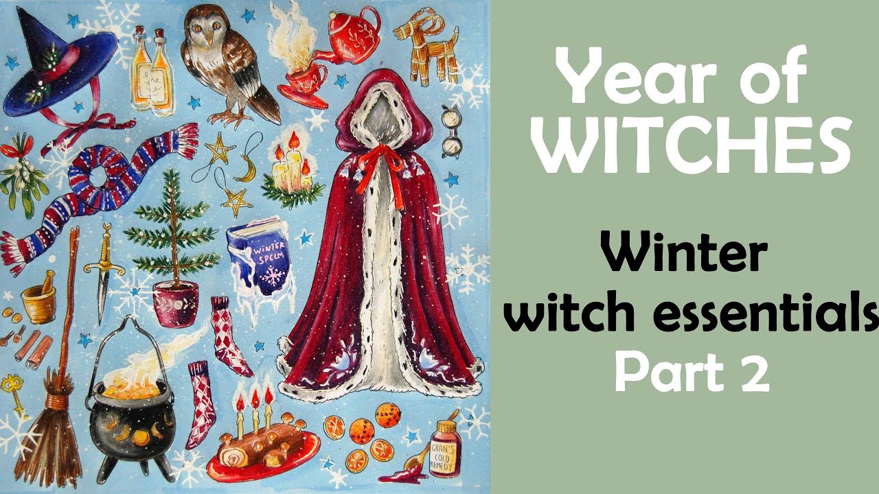 Winter witch essentials. Part 2  #Coloring in 'Year of witches' #Ohuhu #Polychromos #adultcoloring