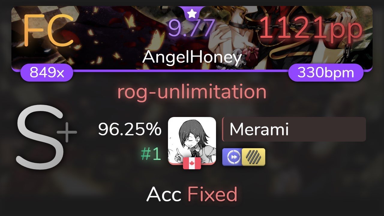 [9.77⭐Live] Merami | 07th Expansion - rog-unlimitation [AngelHoney] 1st +HDDT FC 96.25% {#1 1121pp}