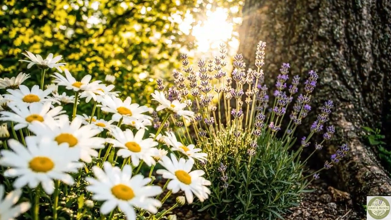 Relaxing Daisy & Lavender Field in Soft Breeze &bull; 4K Cinematic Nature Loop