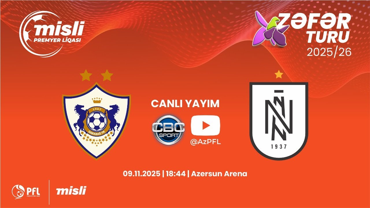 Misli Premyer Liqası 2025/2026 XI tur &ldquo;Qarabağ&rdquo; &ndash; &ldquo;Neft&ccedil;i&rdquo;