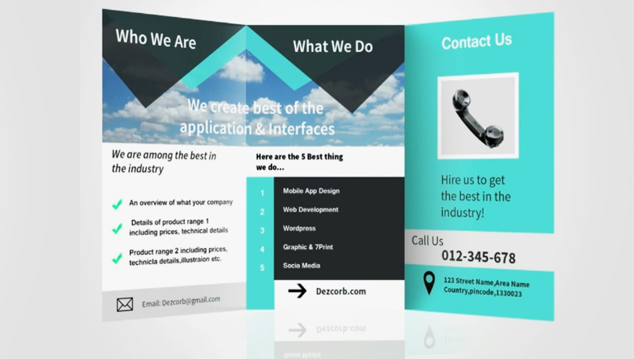 how to design brochure in photoshop cs6 | Tri-Fold Brochure leaflet Design Tutorial