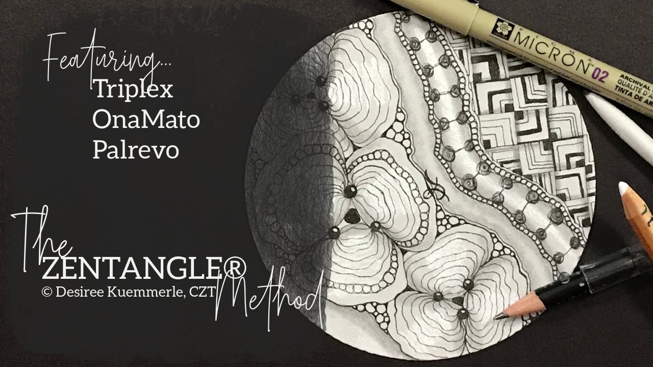 ZENTANGLE&reg; Tile #19 | Tangle TRIPLEX and PALREVO | No Voice (Beginner Zentangle Tutorial)