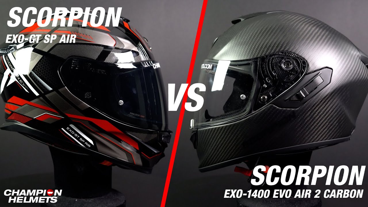 Scorpion EXO-GT SP Air против Scorpion EXO-1400 EVO 2 Carbon Air - ChampionHelmets.com
