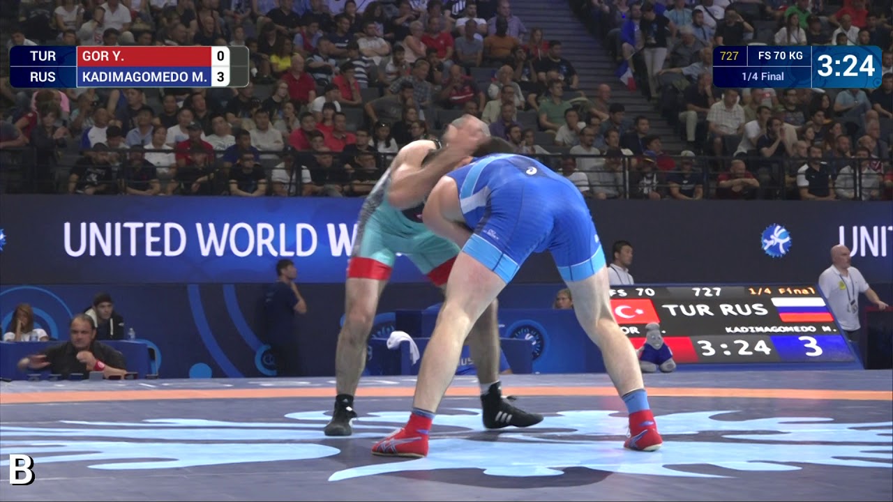 1/4 FS - 70 kg: Y. GOR (TUR) df. M. KADIMAGOMEDO (RUS) by VPO1, 6-5