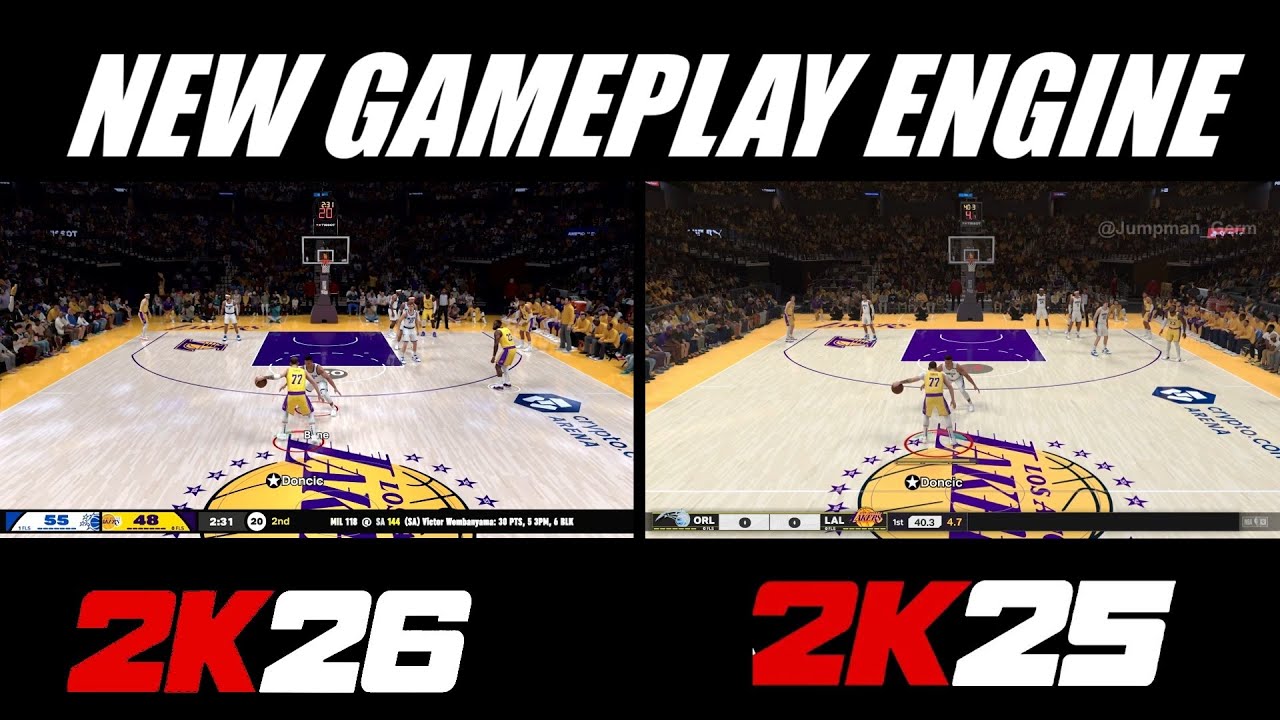 Новый игровой движок NBA 2K26 по сравнению с NBA 2K25...