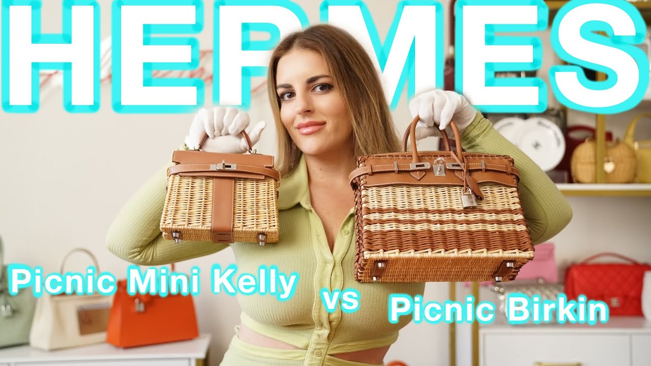 HERMES Comparison: Birkin 25 Picnic Stripes & Mini Kelly Picnic in Gold
