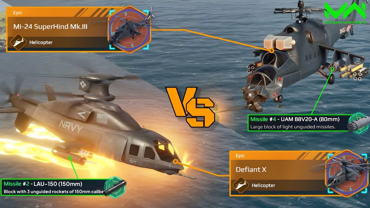 Mi-24 SuperHind Mk.III VS Defiant X | Epic Helicopter Comparison | Modern Warships