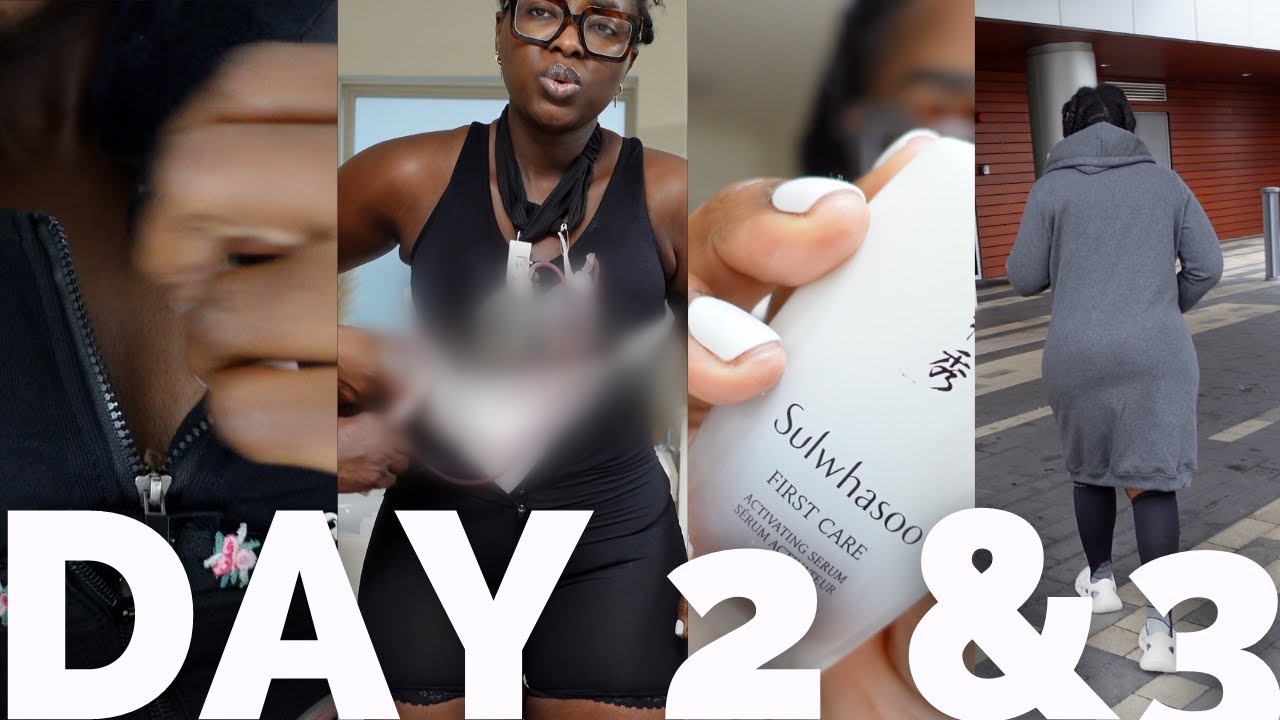 (RAW) SINK BATH, emptying drains, SHOWER, DAY 2+3 POST OPP | Dr. Appt + MASSAGE | Ep. 3 | menaadubea