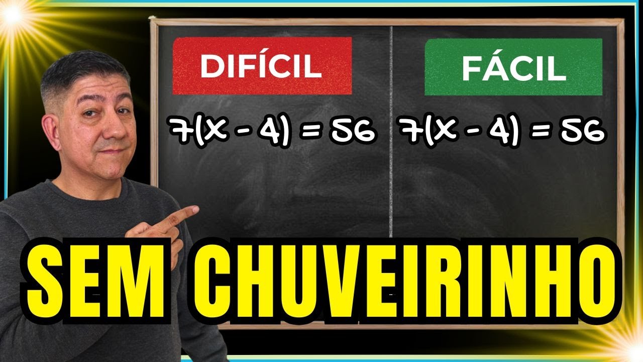Equação sem chuveirinho: resolva 7(x − 4) = 56 do jeito fácil!