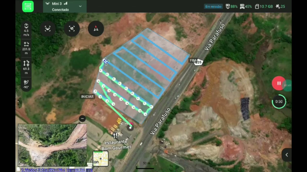 Executando um mapeamento aéreo com Pix4d usando o drone dji mini 3.