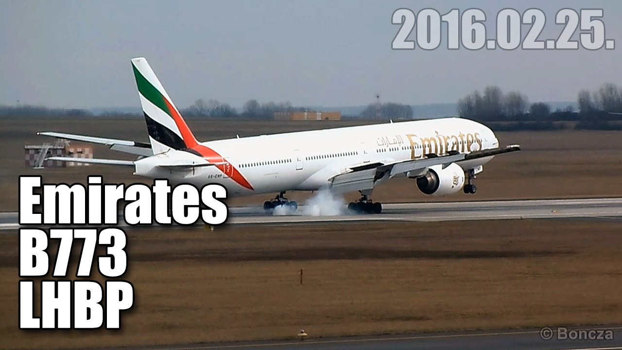 Emirates B773 | Landing (13R) | Budapest Airport (LHBP) | 2016.02.25.