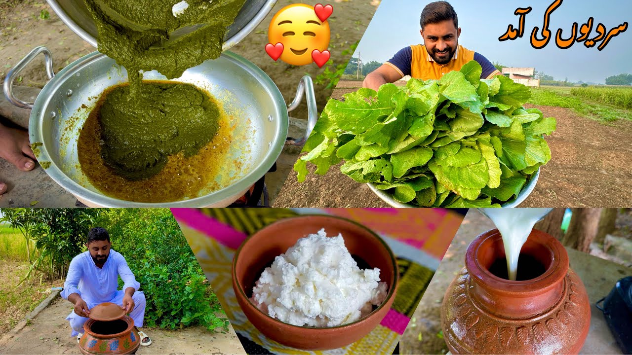 Aj ka Din Special Tha Sarson ka Saag ‘ Lassi ‘ Makhan Maza Aa gaya  سردیوں کی آمد آمد
