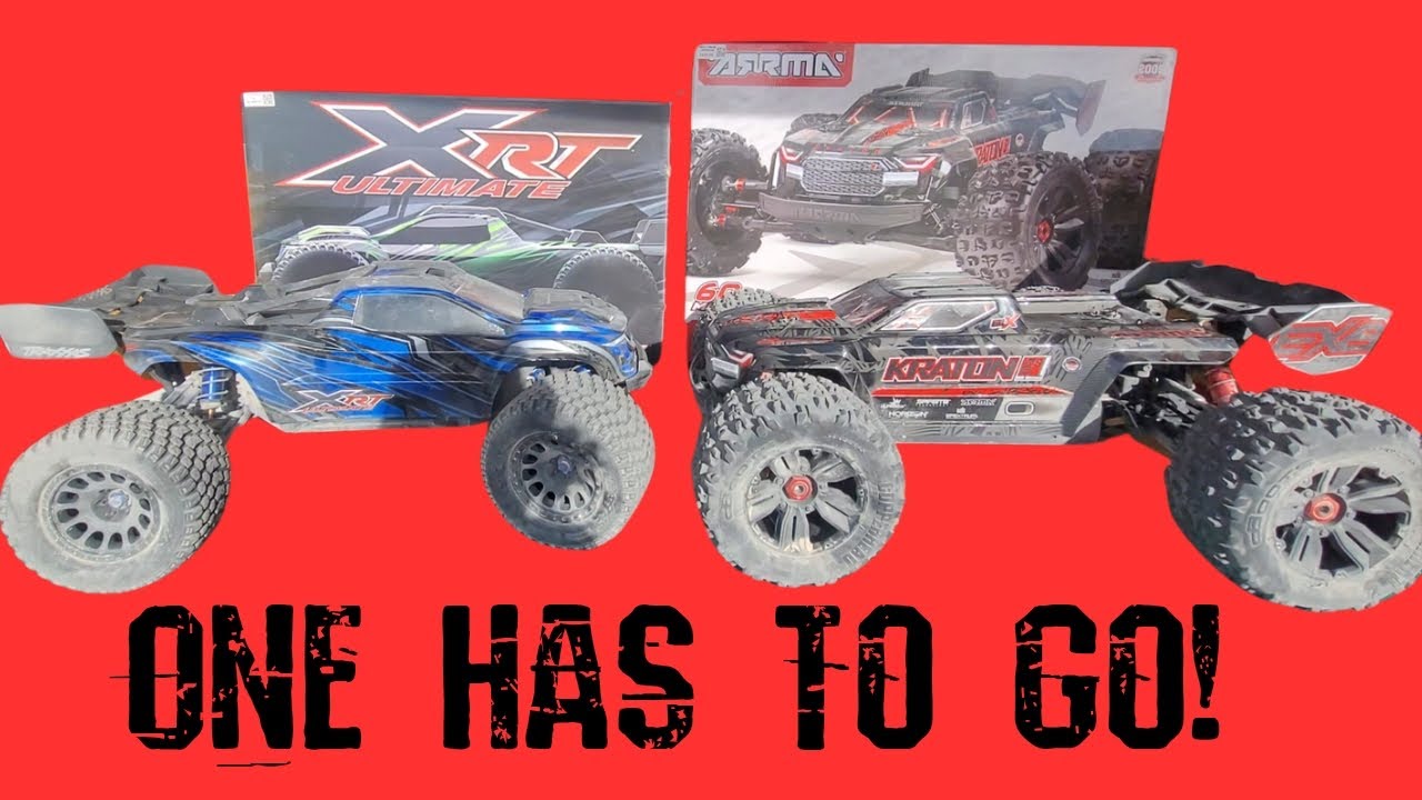 one has to go traxxas xrt vs arrma kraton 8s side by side  pros and cons #arrmakraton8s #traxxasxrt