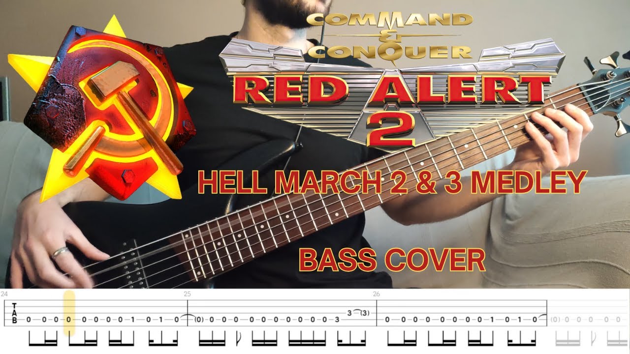 C&C Red Alert - Hell march 2 & 3 Medley - Bass cover with TAB