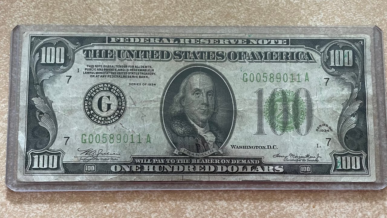 1934 light green seal $100