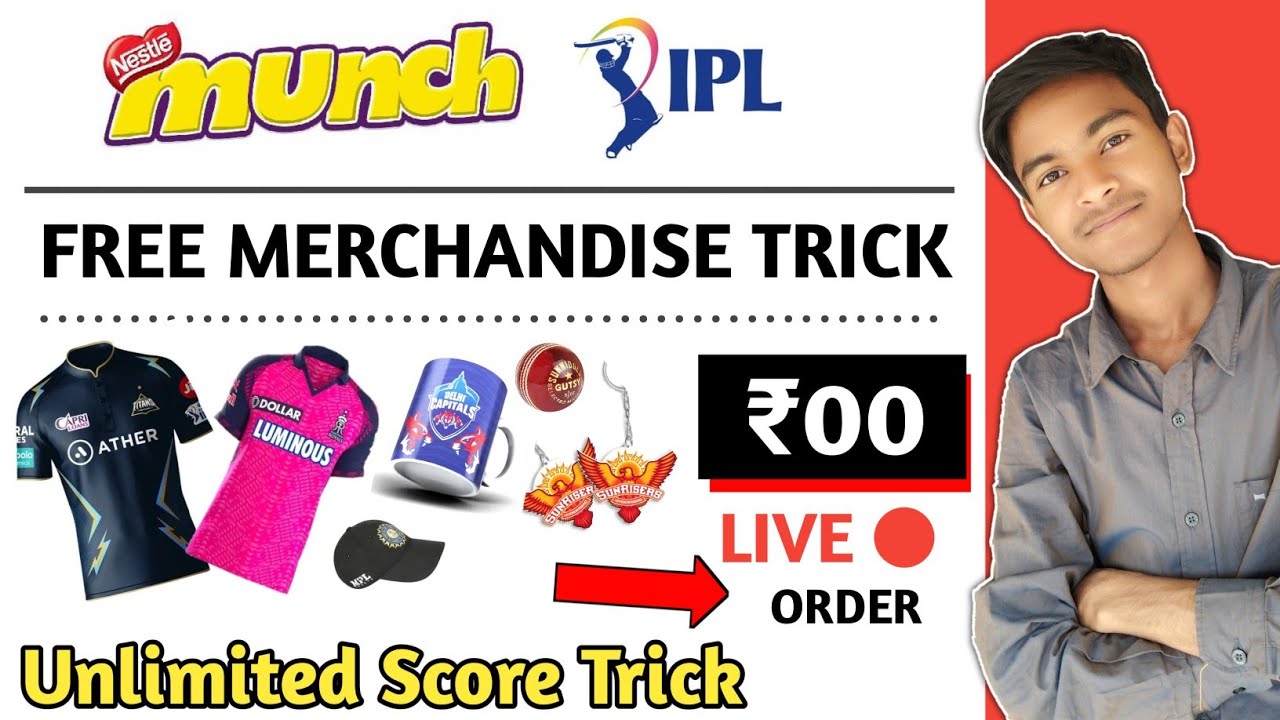 Munch free merchandise trick | Ipl free shopping today | Munch unlimited score + Live order trick 🔴