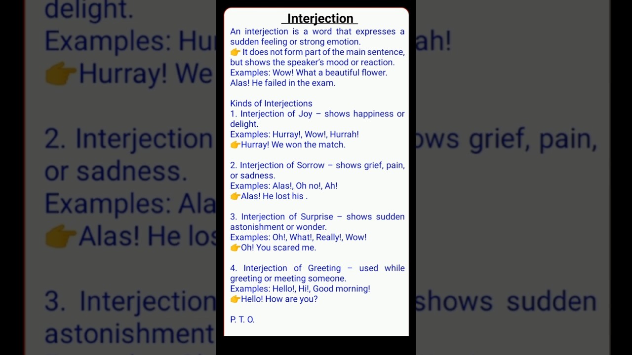 Interjection | Types of interjection #shorts