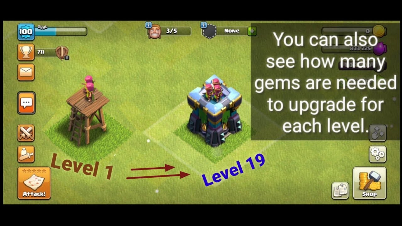 Upgrading Archer Tower from level 1 to max || Gold, Time & Gems required for level max archer tower.