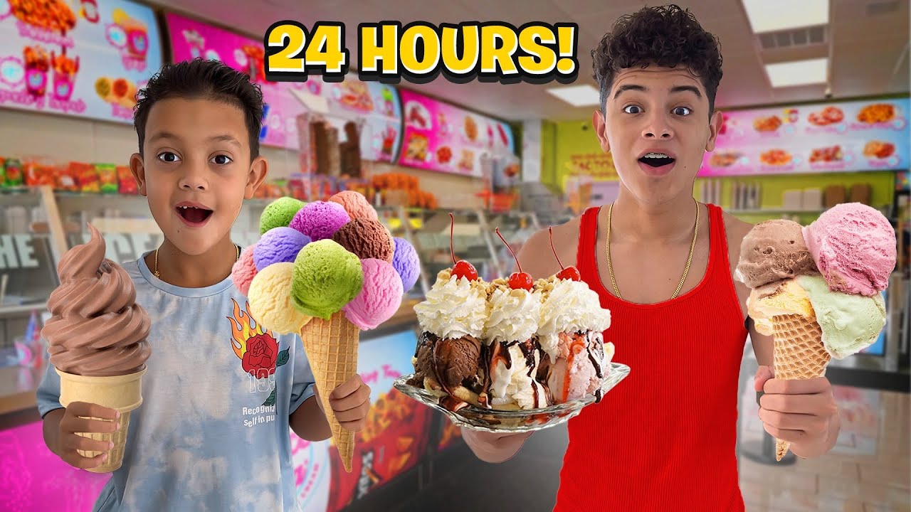 Eating Only ICE CREAM for 24 HOURS (Challenge)