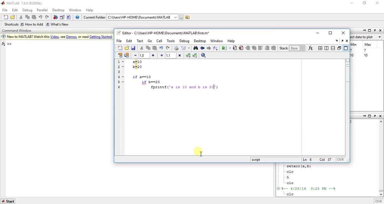 MATLAB Programming 32 - nested if statement