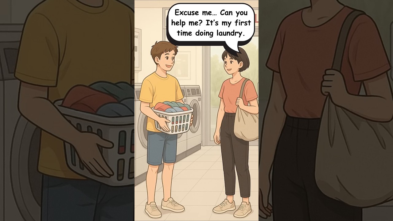 🧺 First Time Doing Laundry? Easy English Conversation #english #funny #learnenglish#short