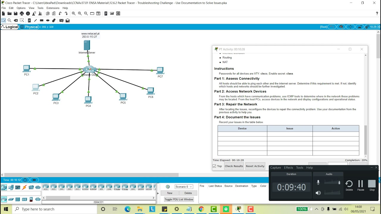 12.6.2 Packet Tracer - Troubleshooting Challenge - Use Documentation to Solve Issues