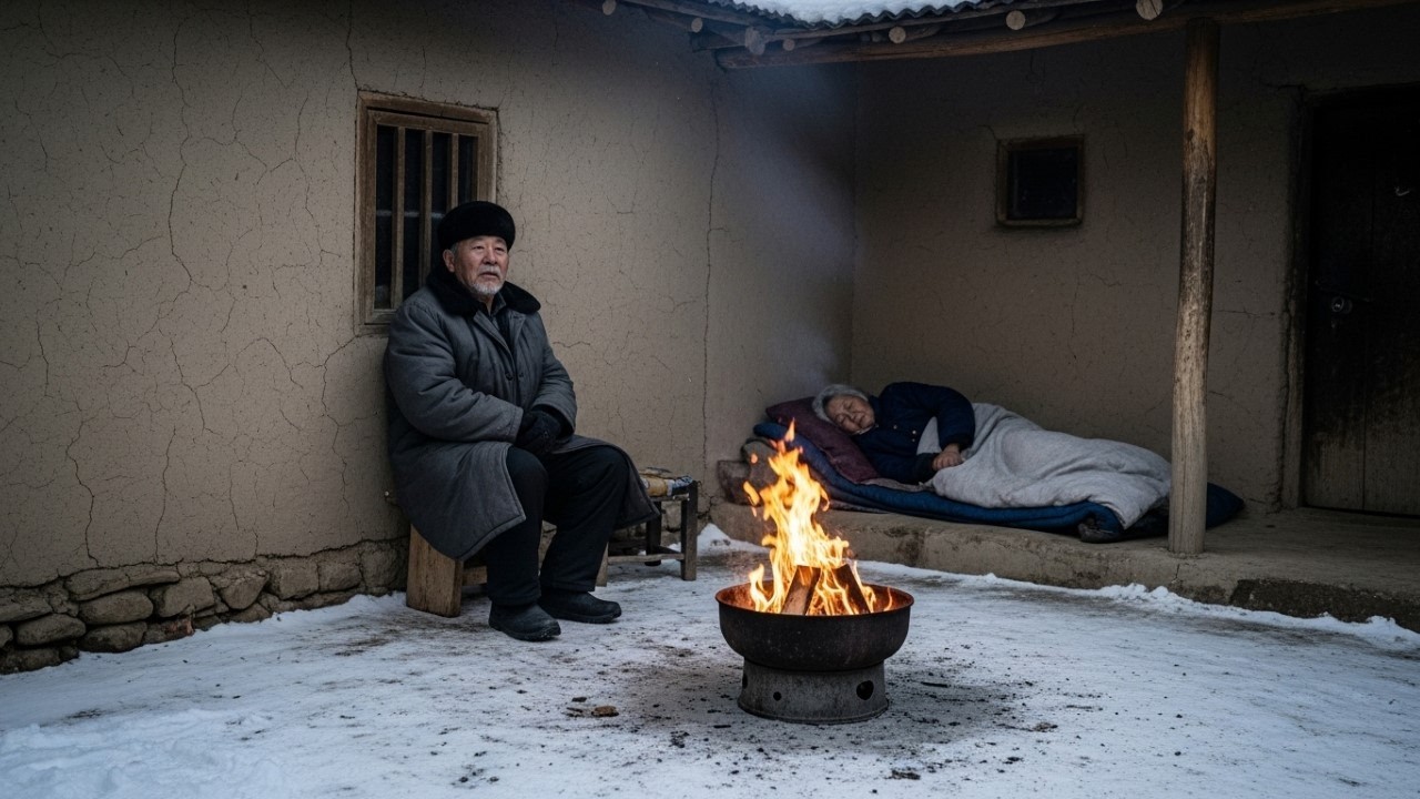 Snowstorm Sound Day in the Coldest Village Surviving — 82-Year-Old Couple Staying Alert ASMR