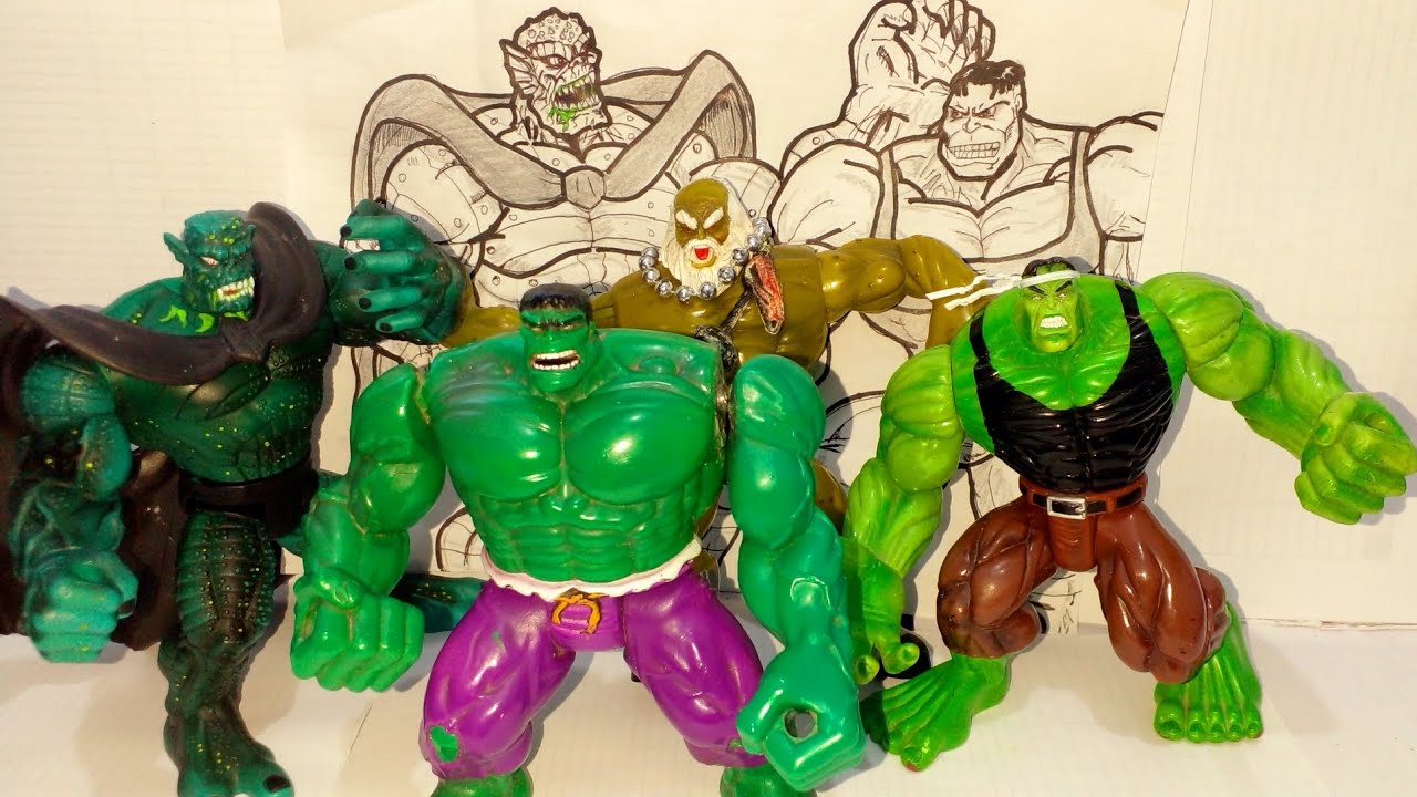 THE RAMPAPING HULK  AND ABOMINATION TOY BIZ 1996 REVISIÒN DE FIGURAS VINTAGE.