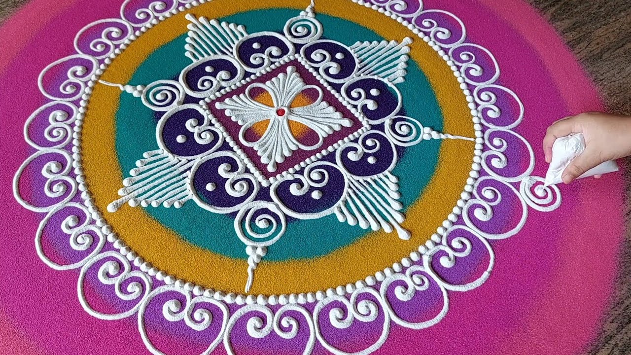 Diwali Special Sanskar Bharti Rangoli Using Plastic Bag | सुंदर संस्कार भारती रांगोळी काढायला शिका