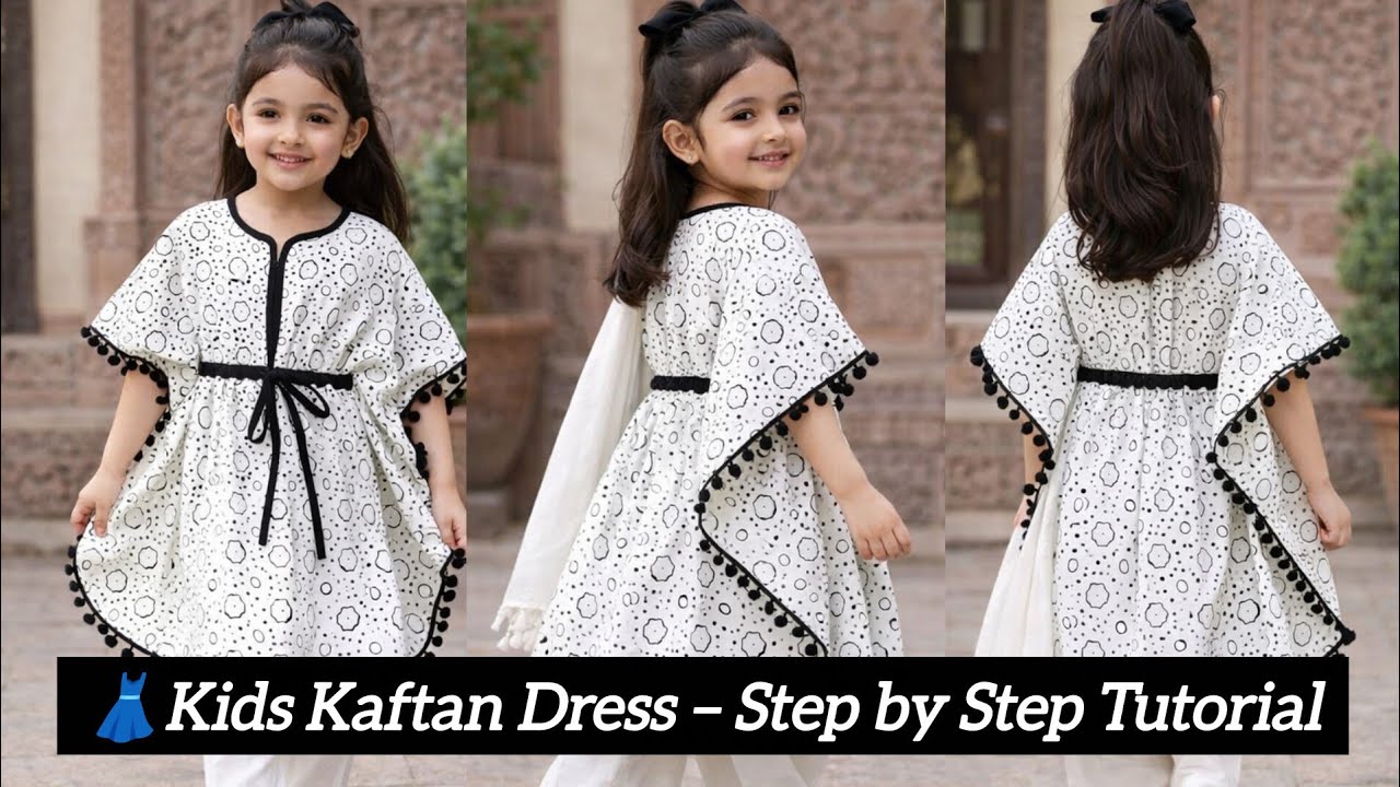 Kaftan dress cutting ✂ & stitching | Easy & Stylish  Just 3 Minutes 👗