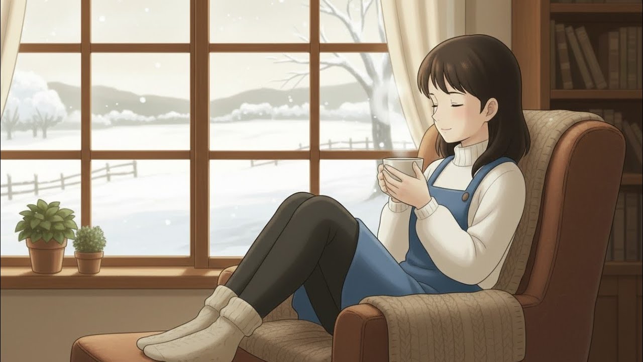 Snowfall Outside the Kitchen Window |Winter Window & Warm Apple Pie | cozy village life | self relex