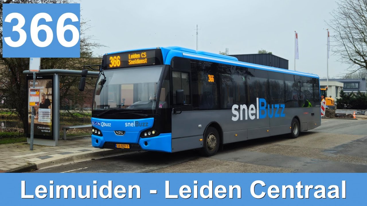 Qbuzz lijn 366: Leimuiden Tuinderij - Leiden Centraal | Qbuzz ZHN | Snelbuzz | 2025