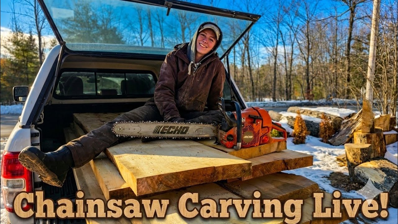 Snowy Day ❄️ Chainsaw Carving Live!