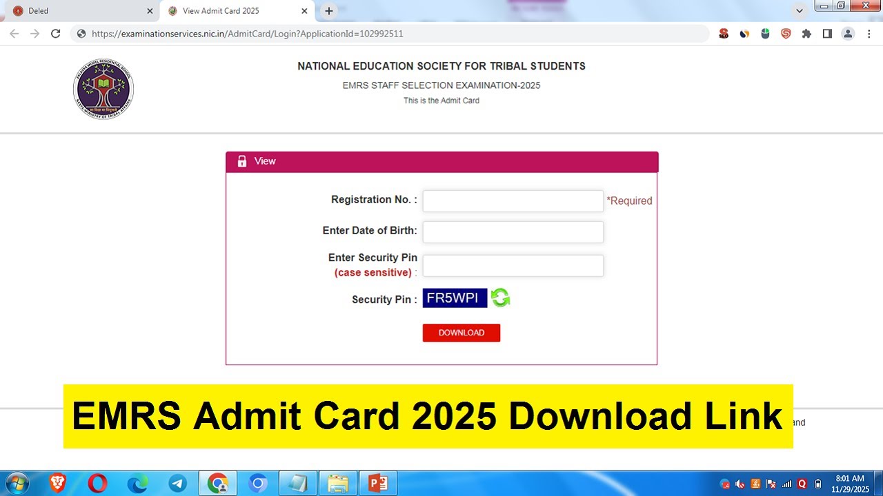 Link Out 📢 EMRS Admit Card 2025✅ How to Check/Download EMRS TGT/PGT & Non-Teaching Admit Card 2025✅