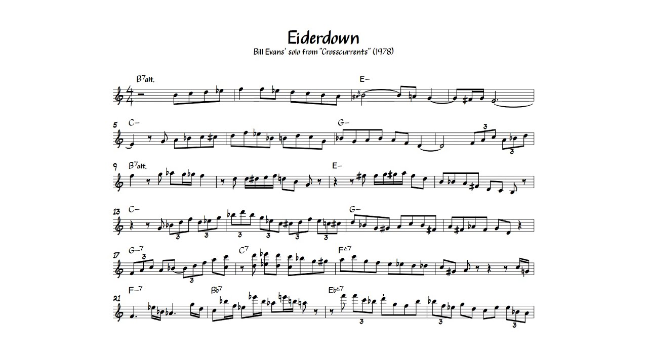Eiderdown - Bill Evans transcription