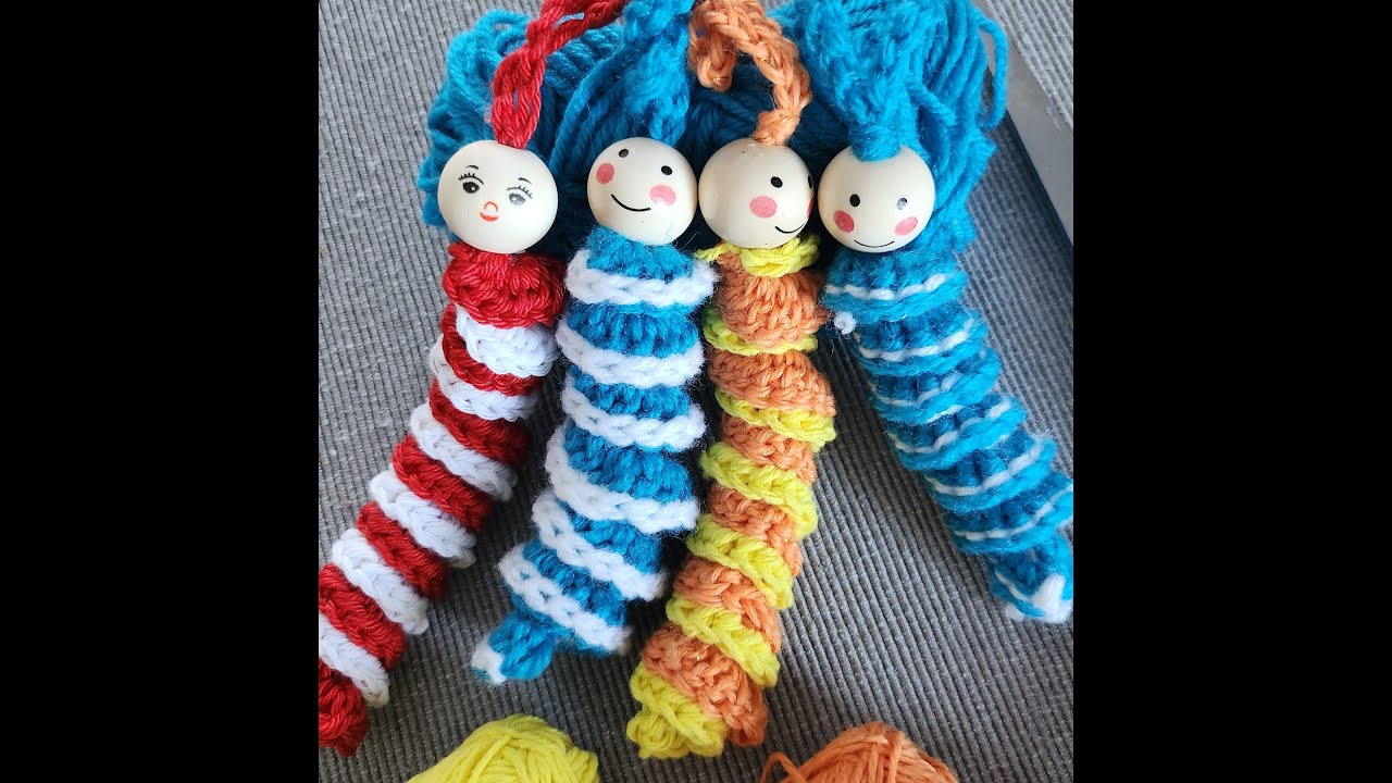 Sorgenwürmchen, Worry-Worms  2-farbig häkeln  /  Twister