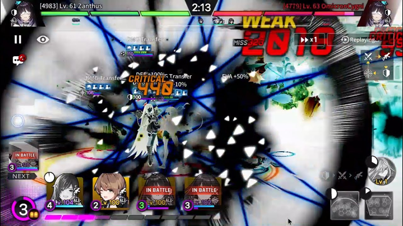 CounterSide: Yen Xing skill/ultimate killing air units (no awakened unit / master 1 rank arena PVP)