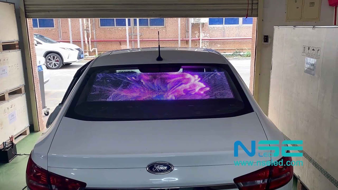 How to install the outdoor advertising transparent car back window led display?